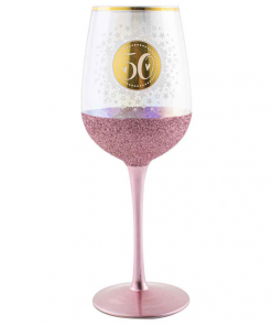 50th Glitter Wine Glass