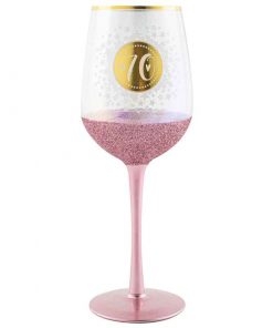 70th Glitter Wine Glass