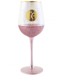 60th Glitter Wine Glass