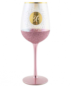 30th Glitter Wine Glass