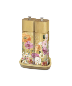 Bamboo Salt and Pepper Grinders Summer Poppies