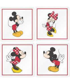 Disney Mickey and Minnie Mouse Glass Coasters, Set of 4