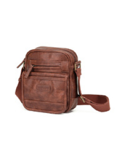 Vegan Leather Cross Bag - Brown