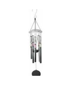 82cm Flower Print on Silver Tuned Wind Chime
