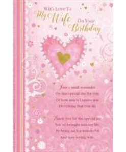 With Love To My Wife On Your Birthday Card