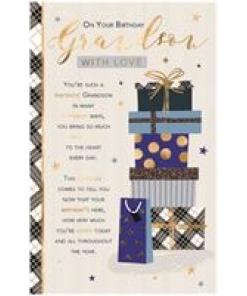 On Your Birthday Grandson With Love card