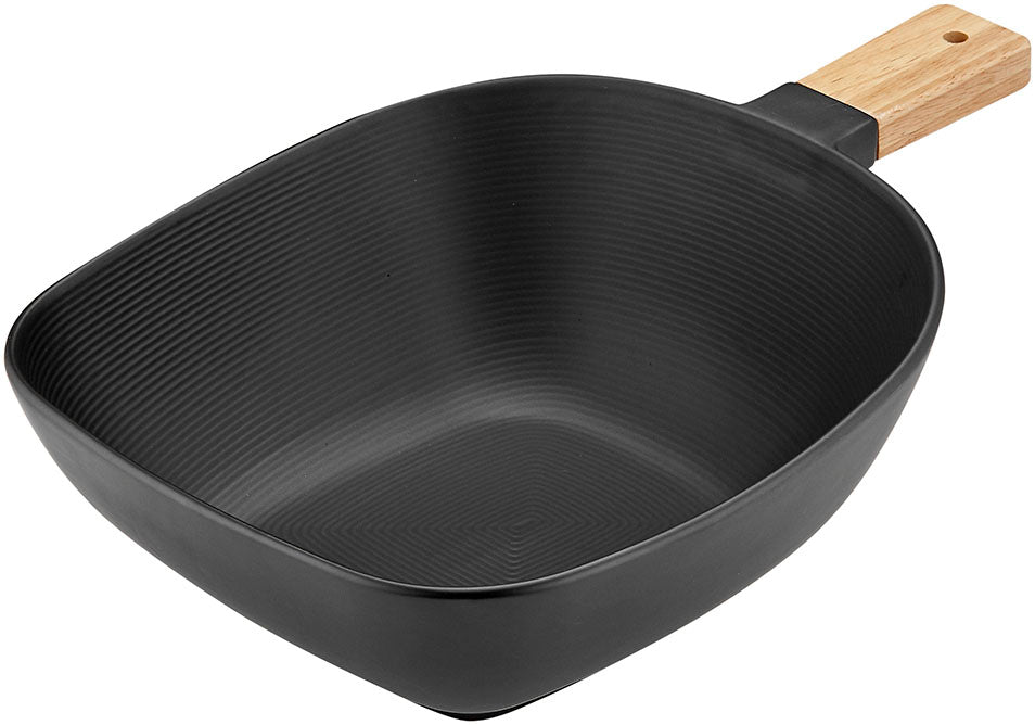 Linear Texture Large Black Bowl Serve Stick