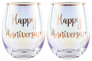 Anniversary Stemless Set in elegant rose gold,
