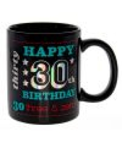 Happy 30th Black Holo Mug