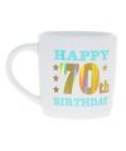 Happy 70th White Gold Foil Mug