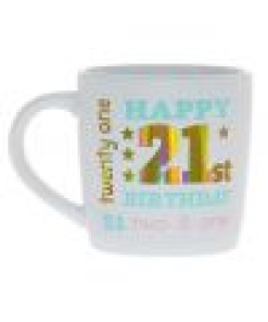 Happy 21st White Gold Foil Mug