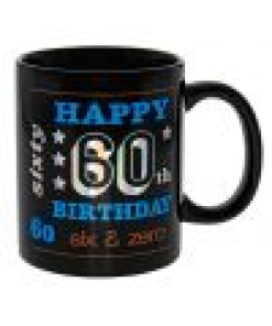 Happy 60th Black Holo Mug