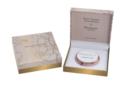 Bracelet-Elegance Rose Quartz and Rhodonite (Rose Gold)