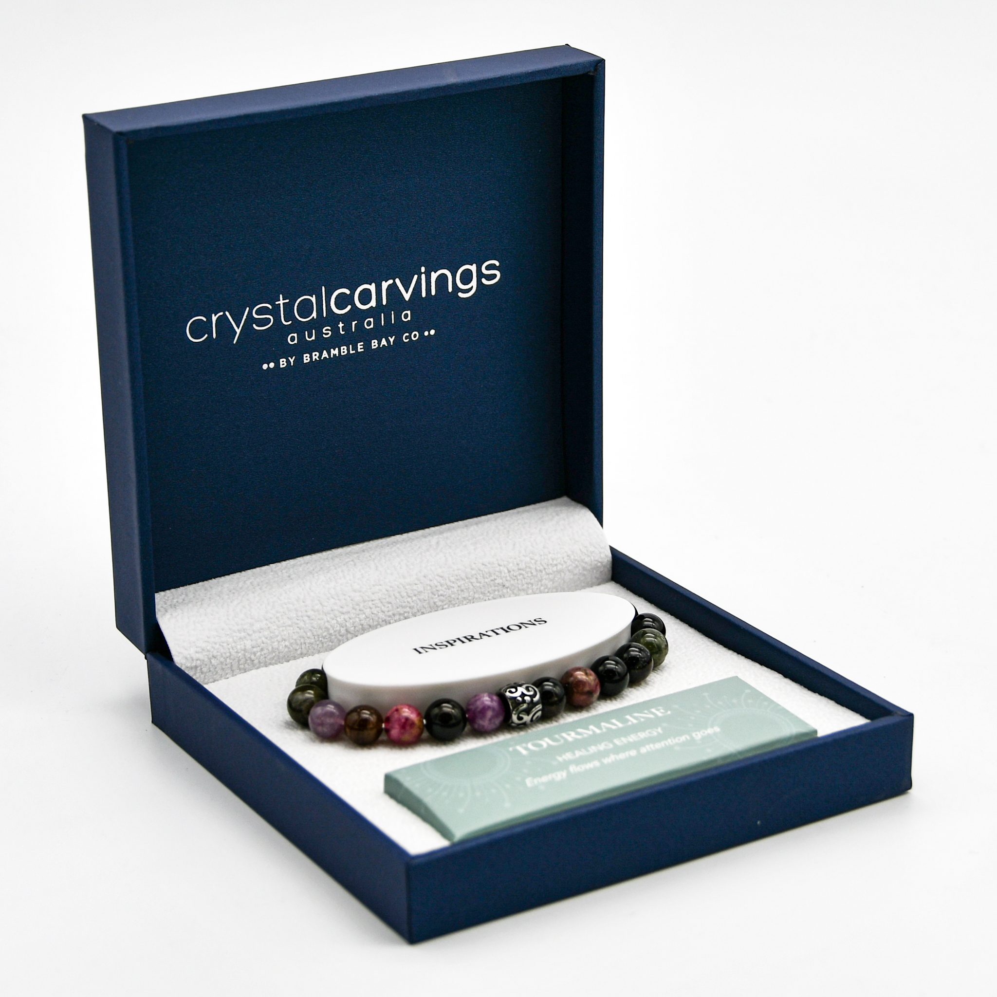 Tourmaline & Stainless Bead Bracelet 8mm