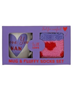 Love you nan fluffy sock mug set