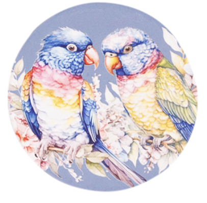 Native Blooms Lorikeets Ceramic Coaster