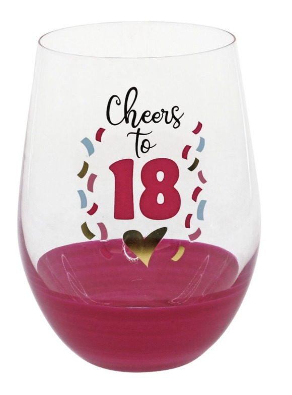 Cheers to 18 stemless wine glass