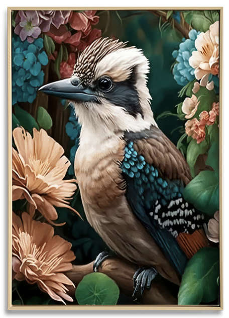Floral Kookaburra - Brushed Canvas