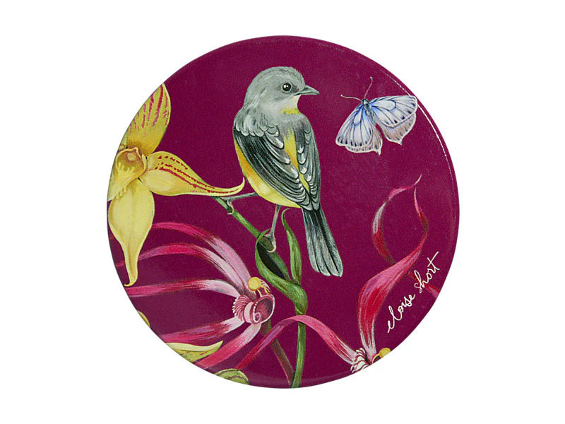 Eloise Ceramic Round Coaster Yellow Robin