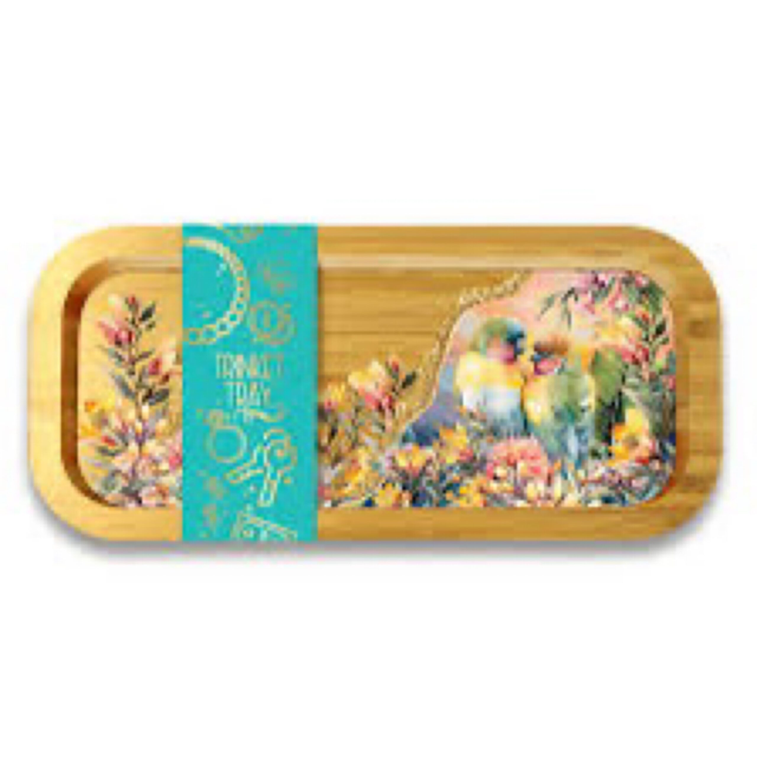 Bamboo Trinket Tray Sunset Love Birds