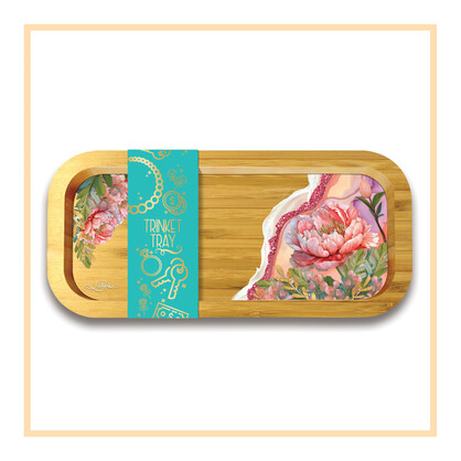 Bamboo Trinket Tray Coral Peony
