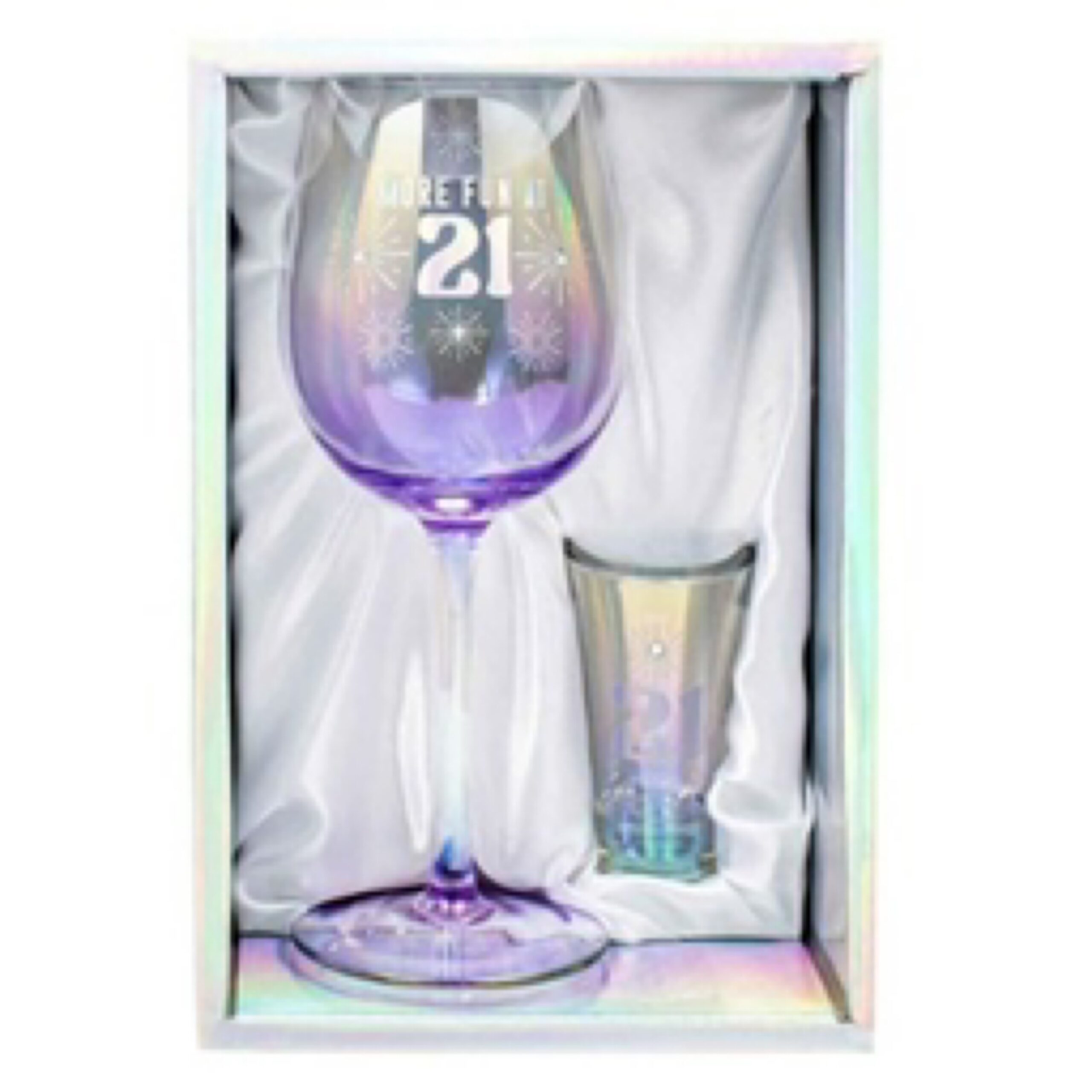 21st Holographic Wine And Shot Glass Gift Set