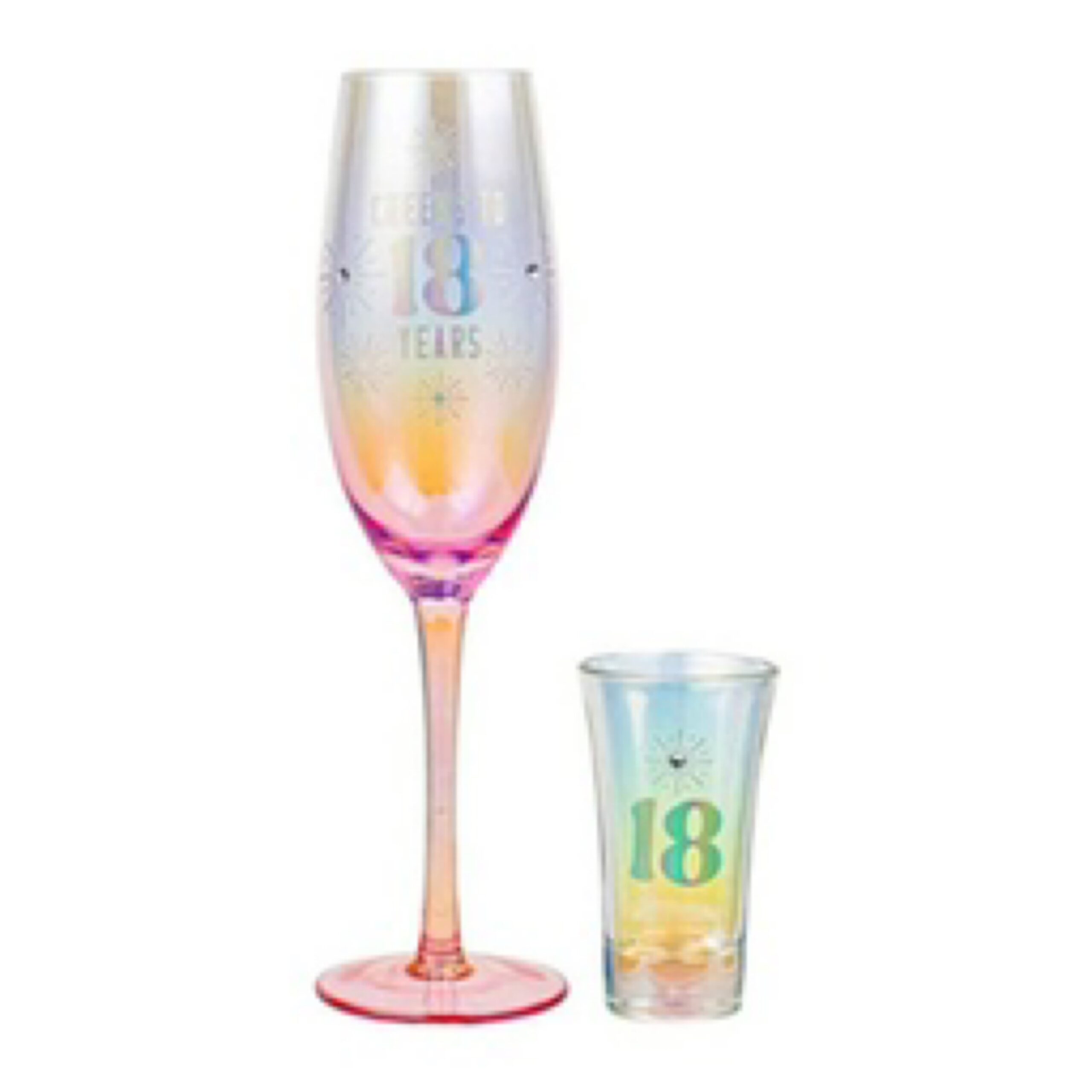 18th Holographic Wine And Shot Glass Gift Set
