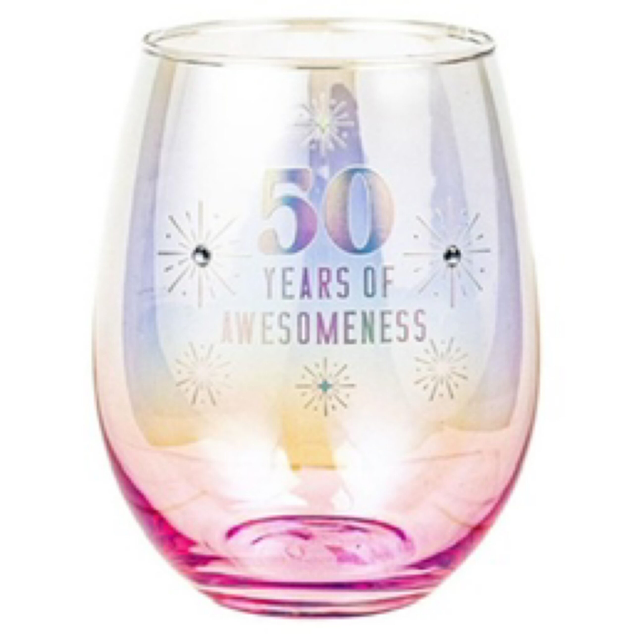 50th Stemless Holographic Glass