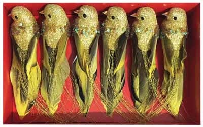 Xmas Clip Gold Birds 6