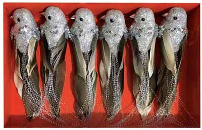Xmas Clip Silver Birds 6