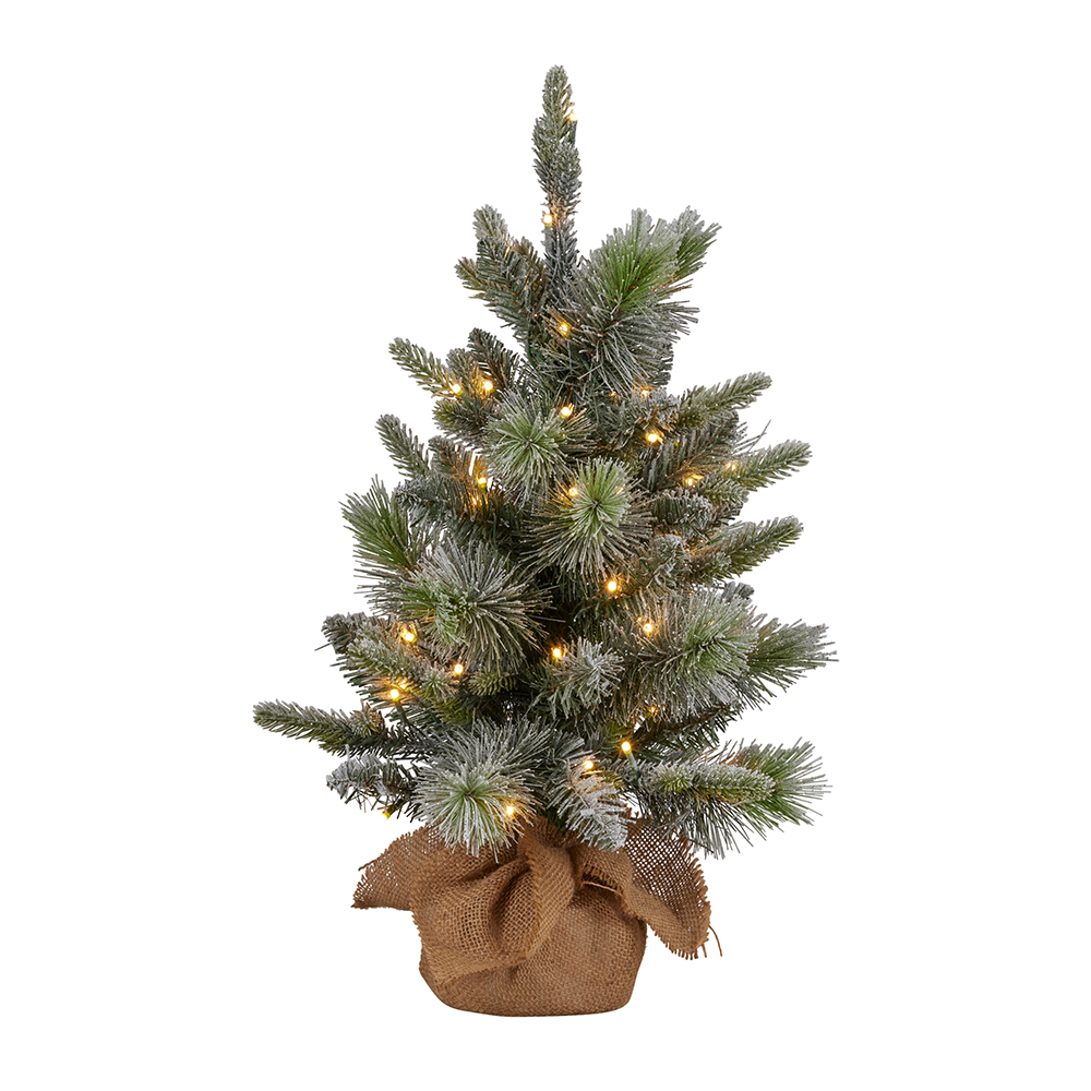 2ft Christmas Tree with Lights- Snowy Stamford Spruce