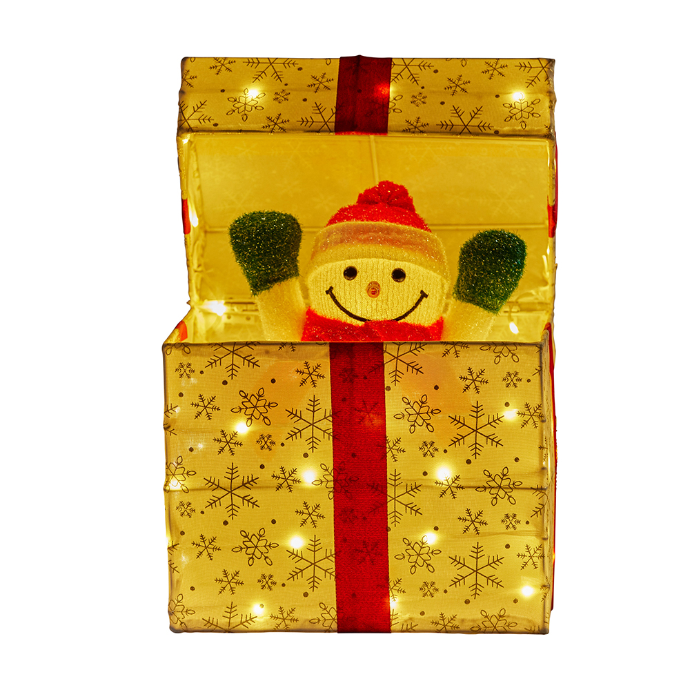 Christmas Snowman in a Gift Box with Animation & Lights, 30cm