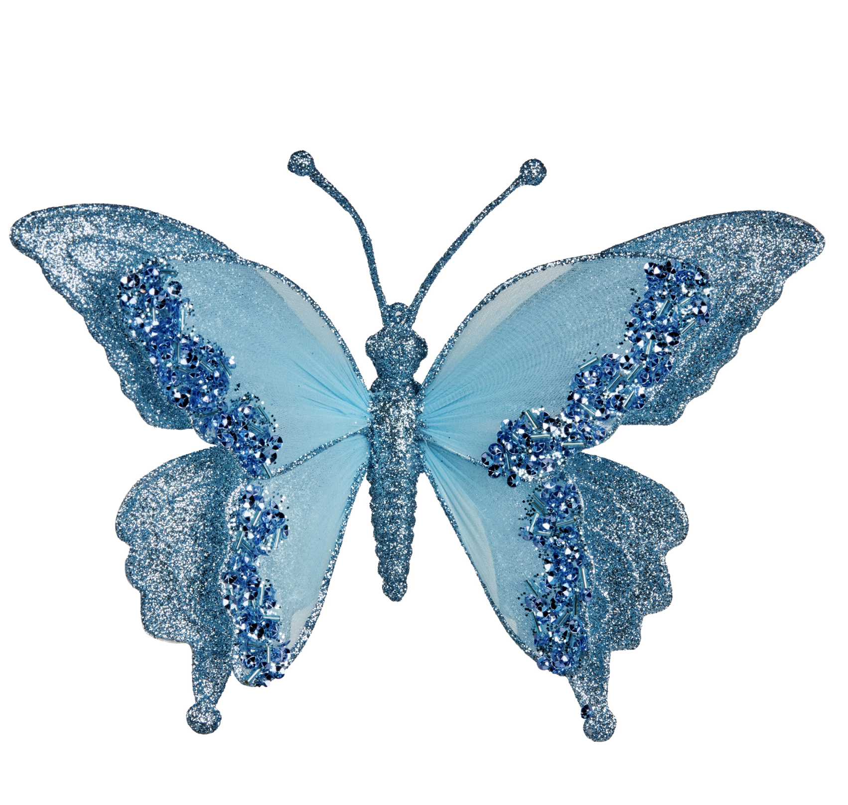 Christmas Tree Decoration- Blue Clip on Butterfly 24cm