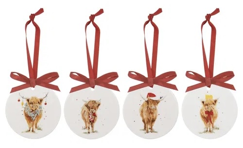 Coo Christmas 4pk Hanging Decoration