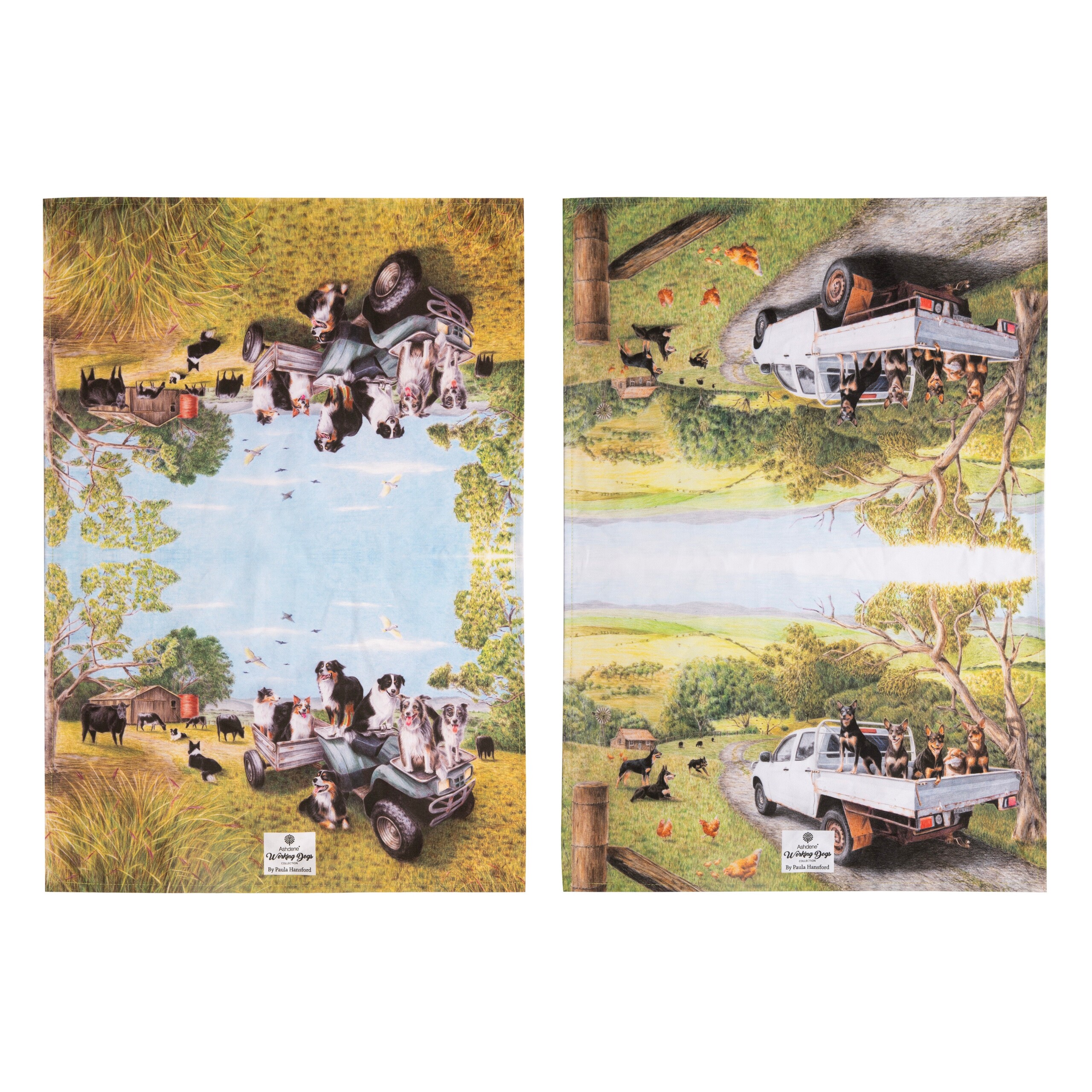Working Dogs Vehicle 2pk Kitchen Towel
