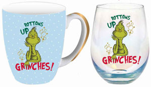 Bottoms Up Grinches Mug And Stemless Gift Set