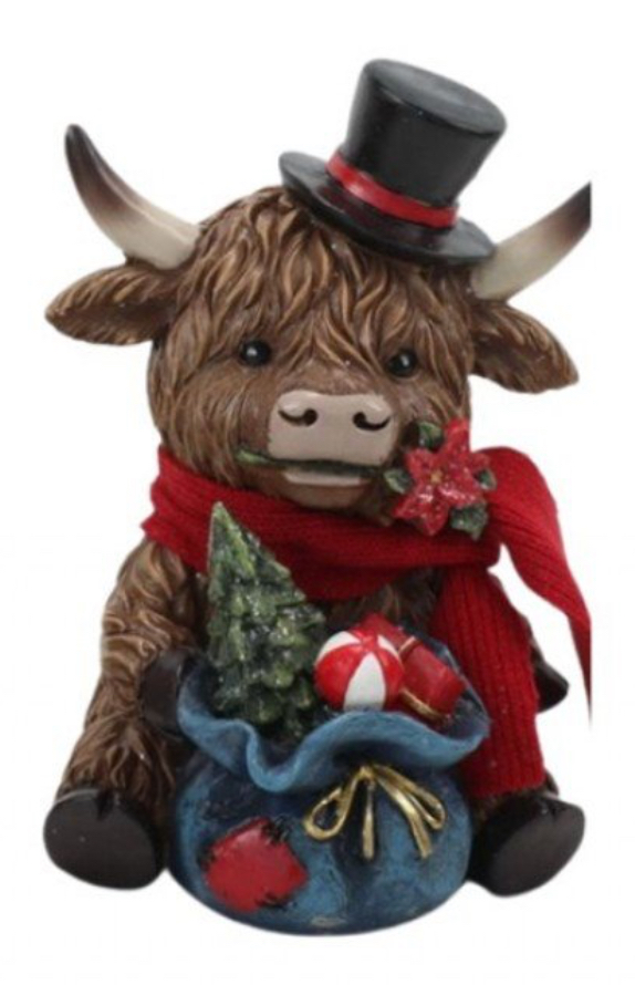 Resin Xmas Highland Cow A