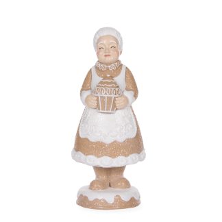 Piped Gingerbread Mrs Claus With Cake