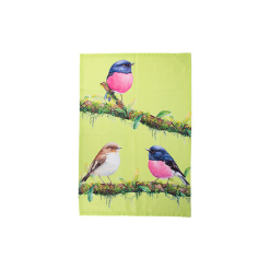 Katherine Castle Bird Talk Tea Towel Pink Robins