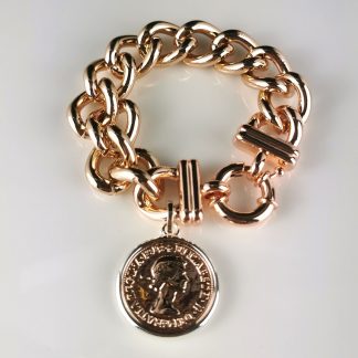 Bracelet Rose Gold Chunky Adjustable Coin