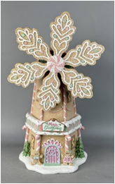 Polyresin Rotatable windmill W/LED