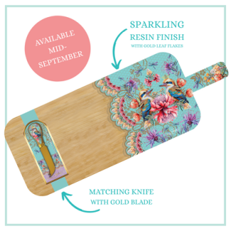 Resin Bamboo Serving Platter + 1 matching cheese knife - Vintage Kookas.