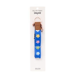 Teacher Blue Floral Fabric Lanyard