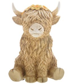 Flower Highland Cow Sitting