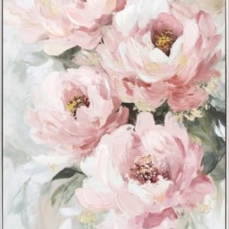 Hand Painted Pink Flower Canvas Print in Frame A