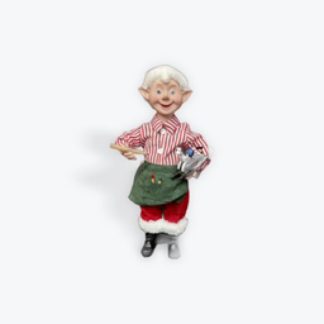 30cm Standing Elf with rocking Horse