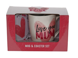 Love You Mum Mug & Coaster Set
