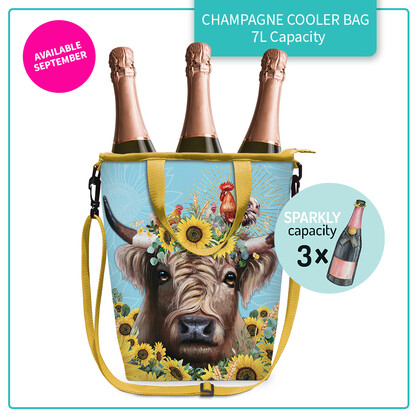 Champagne Cooler Bag. Aluminium Insulated lining. 7L capacity. Sunny Highland.