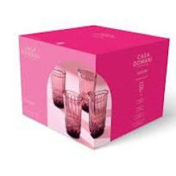 Gabriella Highball Glass 4pc Pink Gift Boxed