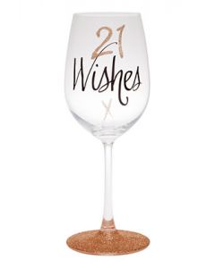 21 Wishes Rose Gold Wine Glass